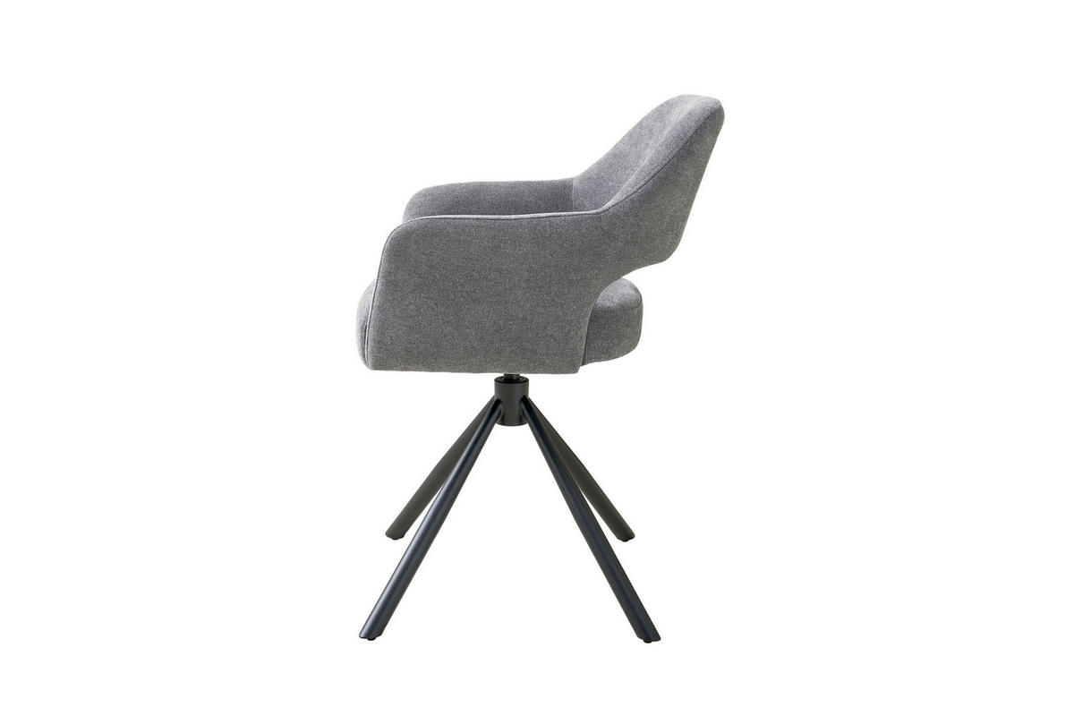 ARMLEHNSTUHL  Sitzfläche 360° drehbar Webstoff  Grau, Schwarz  - Schwarz/Grau, MODERN, Textil/Metall (58/84/61cm) - Schöner Wohnen