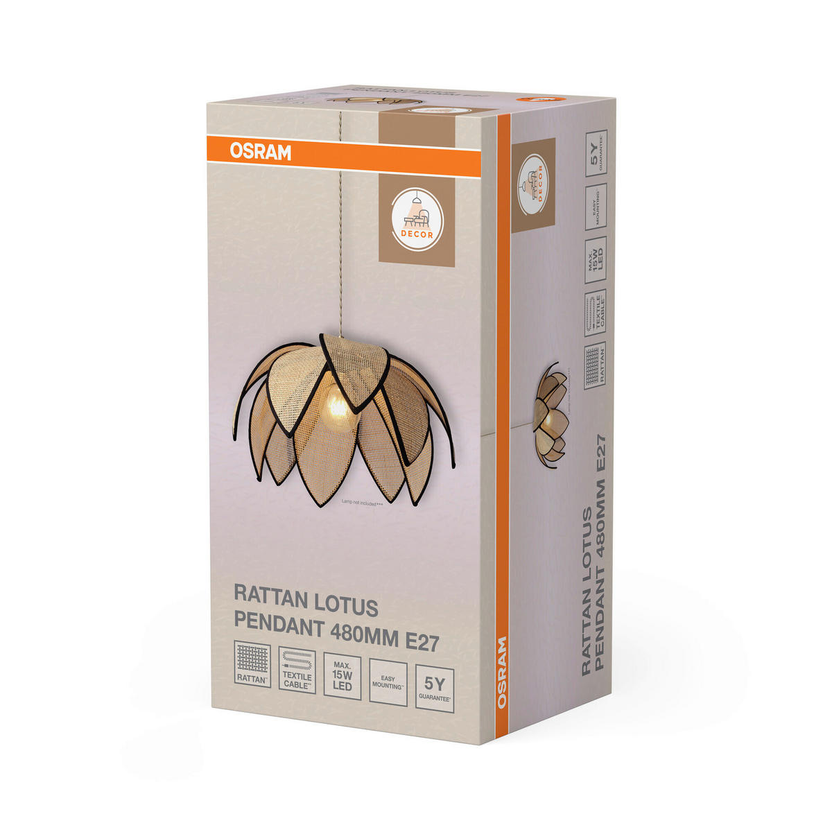 HÄNGELEUCHTE 48/134 cm  - Beige, Basics, Holz/Metall (48/134cm) - Osram