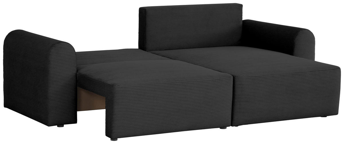 ECKSOFA in Cord Schwarz  - noir, Design, textile (250/151cm) - MID.YOU