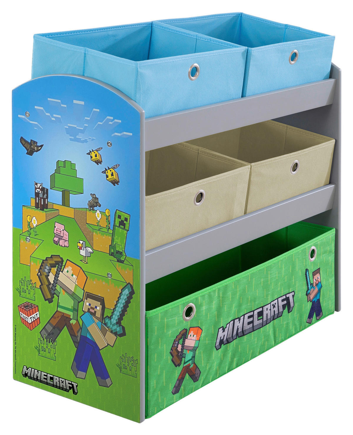 KINDERREGAL  - Blau/Multicolor, MODERN, Holzwerkstoff/Textil (60/63,5/30cm) - Minecraft