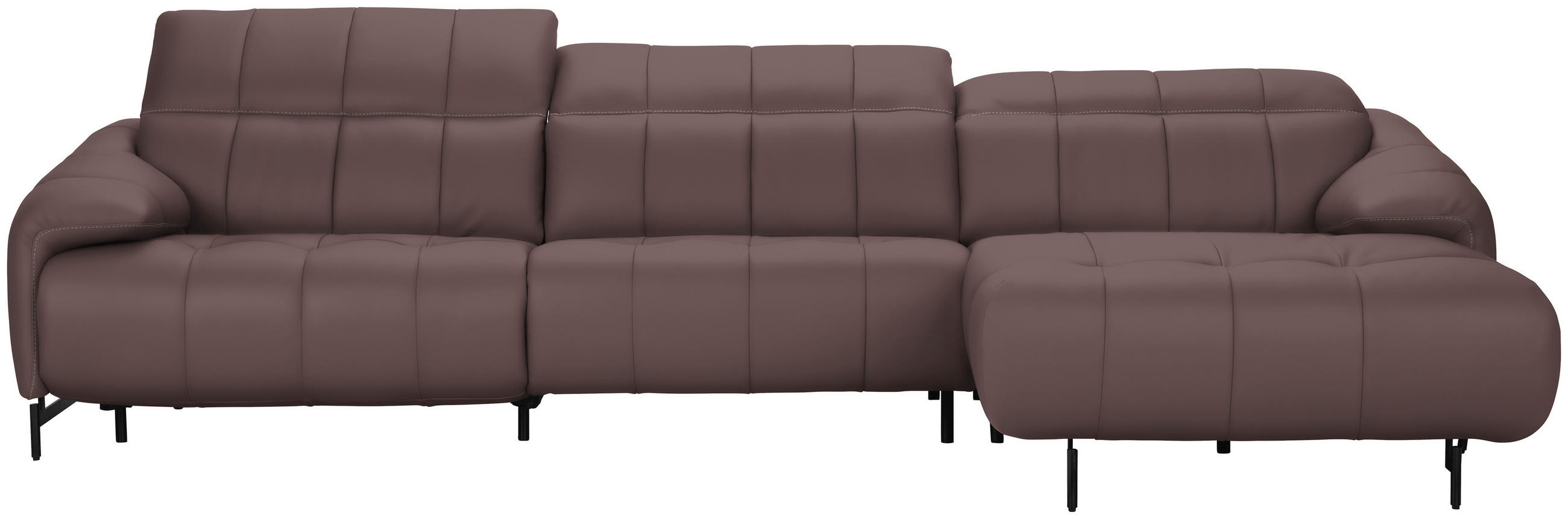 ECKSOFA in Echtleder Altrosa  313/165 cm  - Beige/Schwarz, Design, Leder/Metall (313/165cm) - Belluti