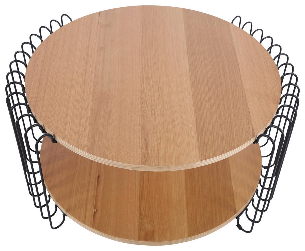 COUCHTISCH Eiche furniert 80/80/38 cm rund Schwarz, Eichefarben  - Eichefarben/Schwarz, Basics, Holz/Holzwerkstoff (80/80/38cm) - Stylife