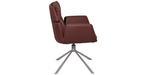 ARMLEHNSTUHL in Stahl Mikrofaser - Edelstahlfarben/Rostfarben, Design, Textil/Metall (60/92/67cm) - Novel