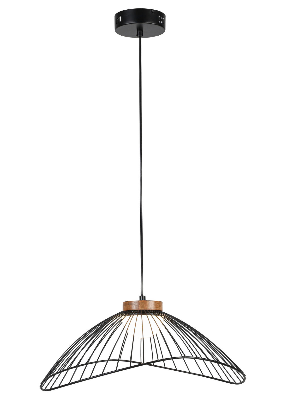 HÄNGELEUCHTE 45/43/22,5 cm  - Schwarz/Naturfarben, Trend, Holz/Kunststoff (45/43/22,5cm) - Collett's Monde