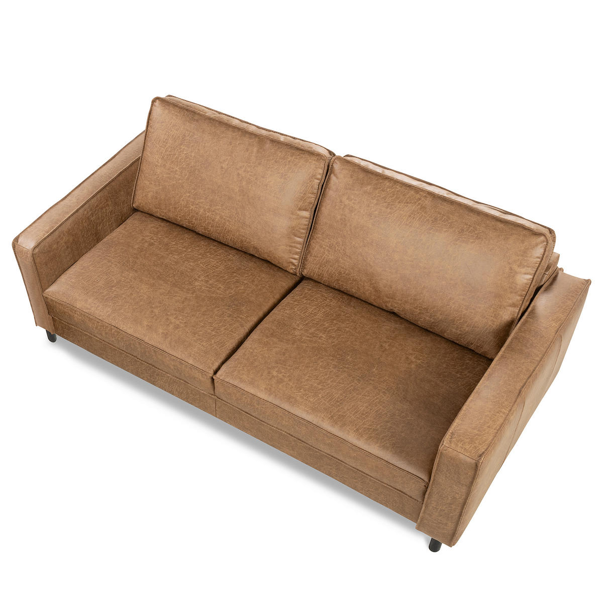 3-SITZER-SOFA Echtleder Lederlook Beige  - Beige/Schwarz, Design, Leder/Textil (188/85/92cm) - Livetastic