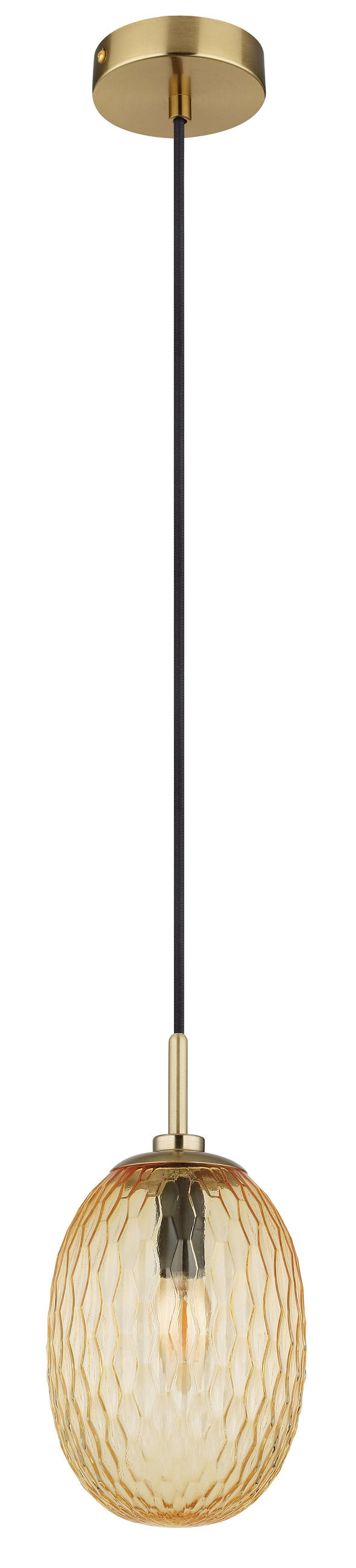 HÄNGELEUCHTE 15/120 cm    - Goldfarben/Schwarz, Basics, Glas/Textil (15/120cm) - Globo