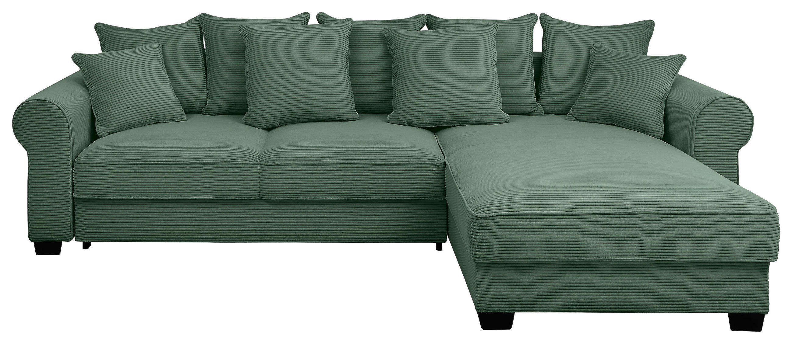 ECKSOFA Dunkelgrün Cord  - Dunkelgrün/Schwarz, KONVENTIONELL, Kunststoff/Textil (318/197cm) - Hom`in