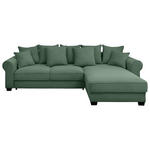ECKSOFA Dunkelgrün Cord  - Dunkelgrün/Schwarz, KONVENTIONELL, Kunststoff/Textil (318/197cm) - Hom`in