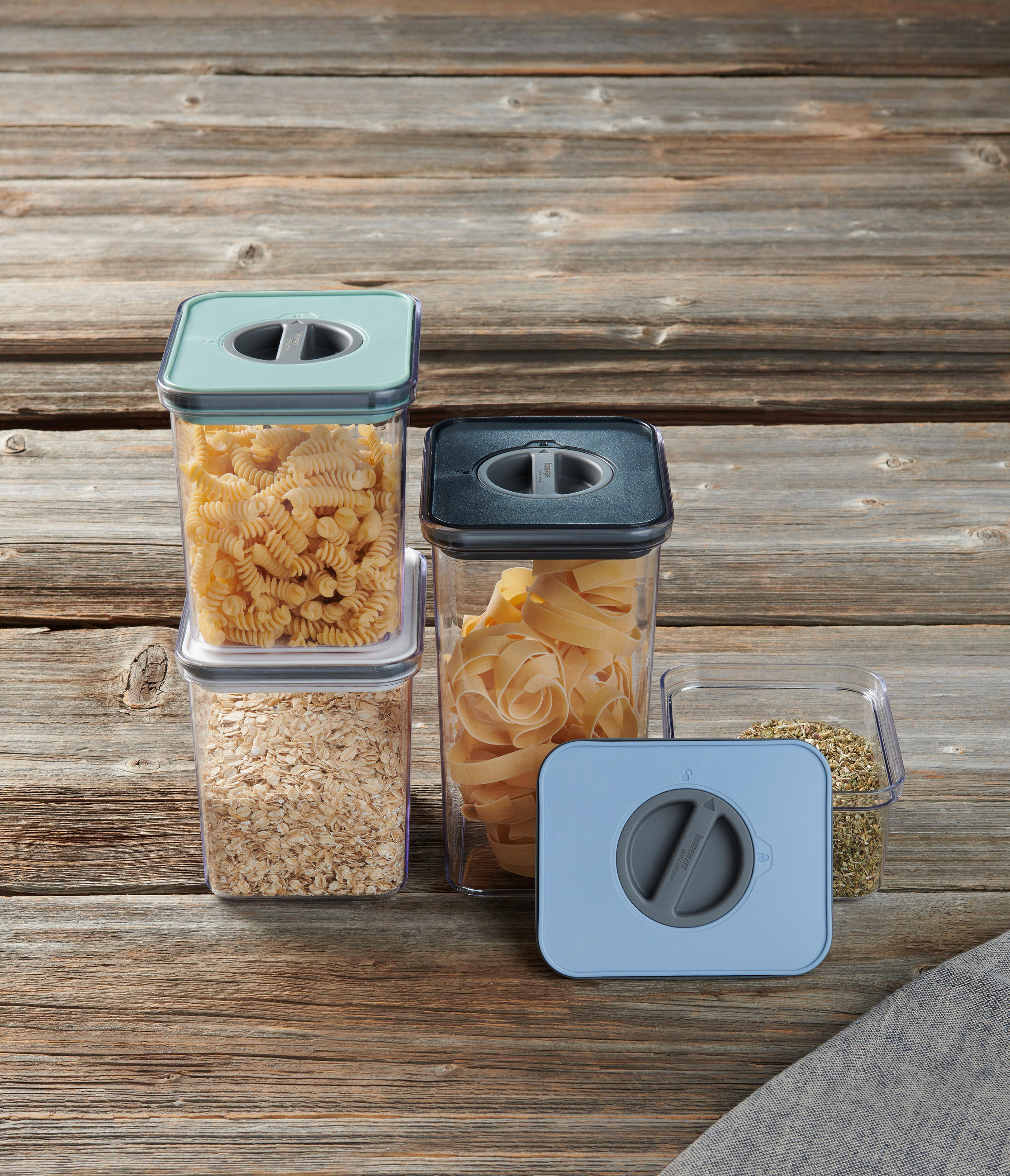 Thumbnail - Homeware Profession. Vorratsdosenset, Anthrazit, Blau, Weiß, Mintgrün, Kunststoff, 4-teilig, 0.73 L, Lfgb, lebensmittele...