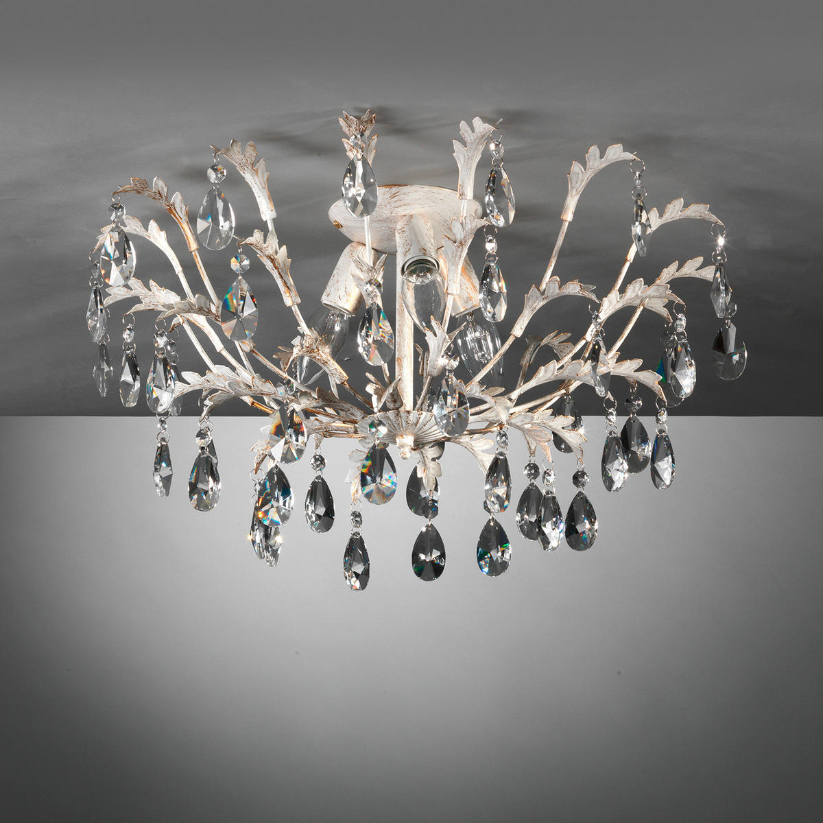 DECKENLEUCHTE  55/30 cm    - Weiß, KONVENTIONELL, Glas/Metall (55/30cm)
