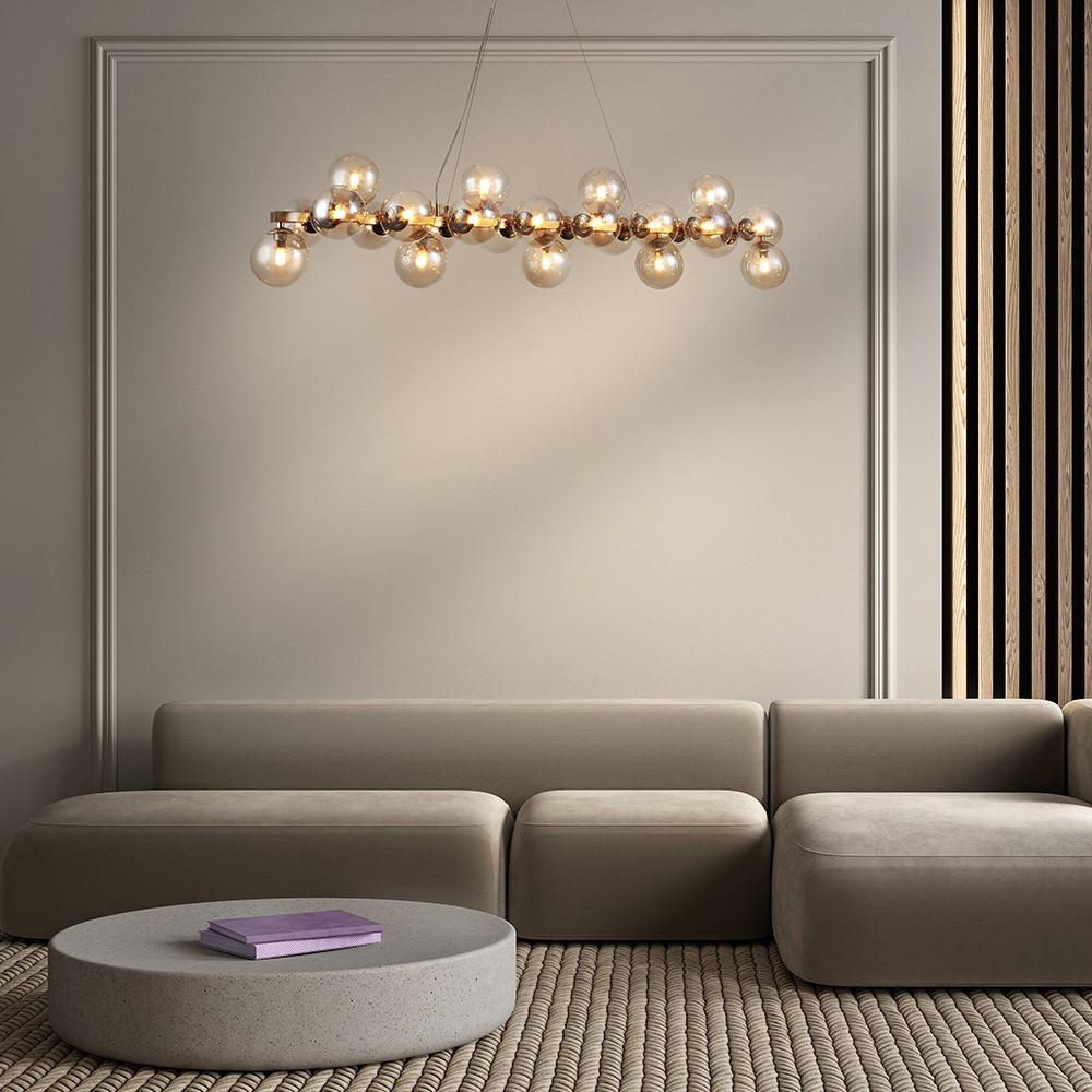 PENDELLEUCHTE 23,8/22,8/123,5 cm   - Goldfarben, Trend, Glas/Metall (23,8/22,8/123,5cm) - MAYTONI