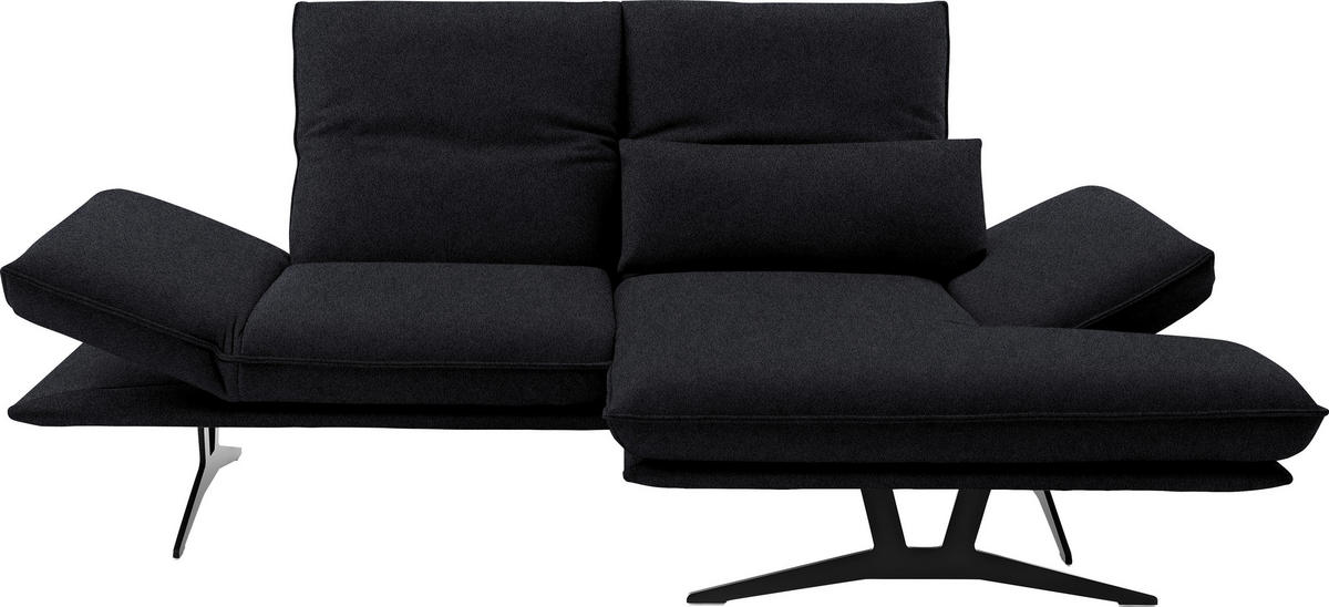 ECKSOFA in Echtleder Schwarz  - Schwarz, Design, Leder/Metall (210/130cm) - Dieter Knoll