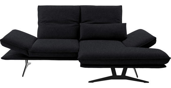 ECKSOFA in Echtleder Schwarz  - Schwarz, Design, Leder/Metall (210/130cm) - Dieter Knoll