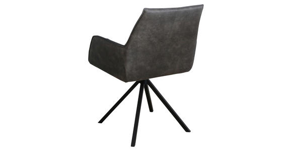 ARMLEHNSTUHL  , Typenauswahl, Sitzfläche 180° drehbar, automatische Rückholfunktion  ,  , Echtleder  - Schwarz, Design, Leder/Textil (59,5/87,5/69cm) - Novel