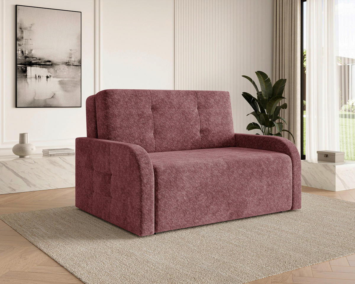 SCHLAFSOFA Chenille Beere  inkl. Bettkasten, Schlaffunktion, Rücken echt, Liegefläche im Originalstoff  - Beere/Schwarz, MODERN, Kunststoff/Textil (190/90/100cm) - Milino