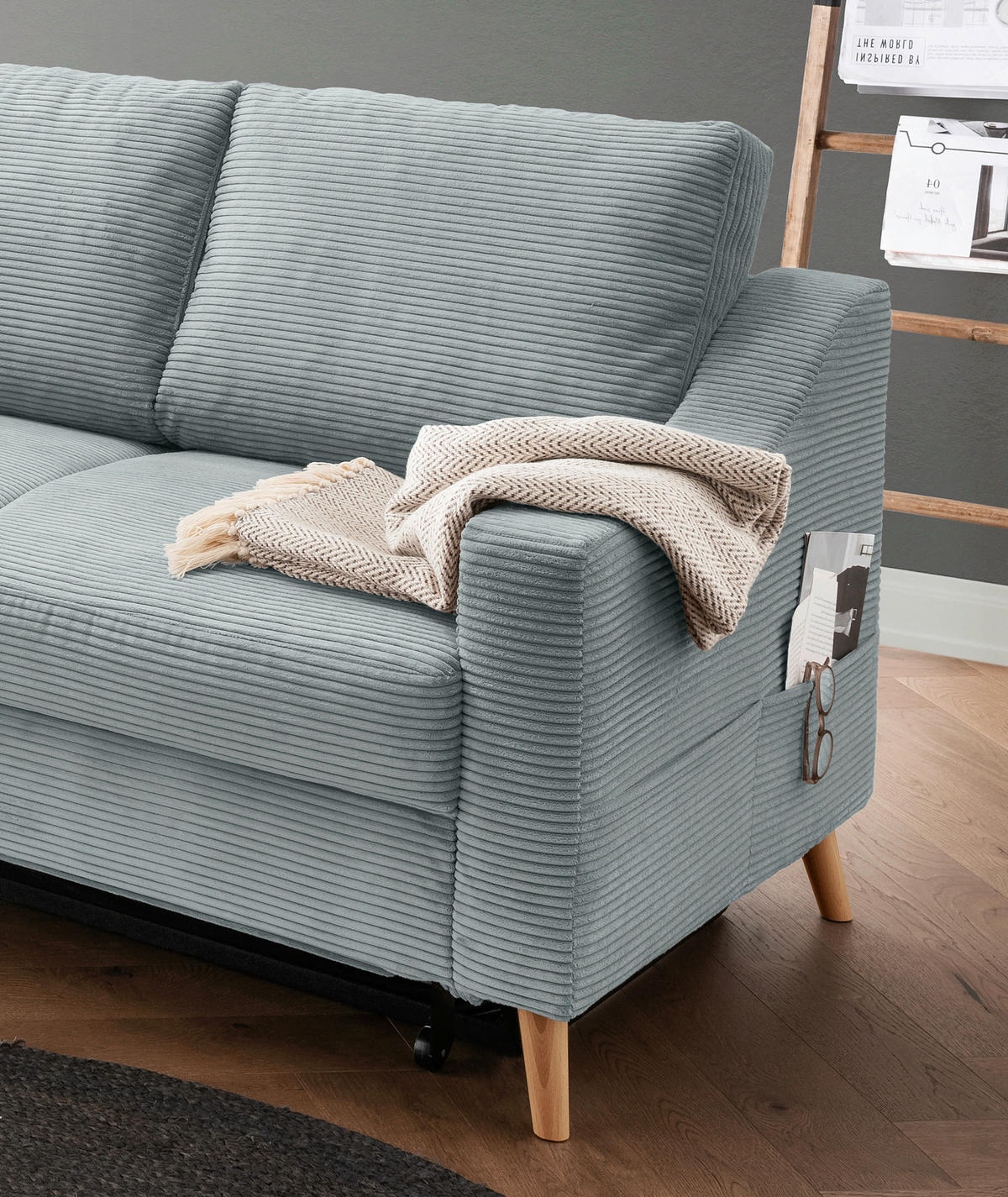 ECKSOFA Valentina Hellblau Cord  - Naturfarben/Hellblau, MODERN, Holz/Textil (200/230cm) - Livetastic
