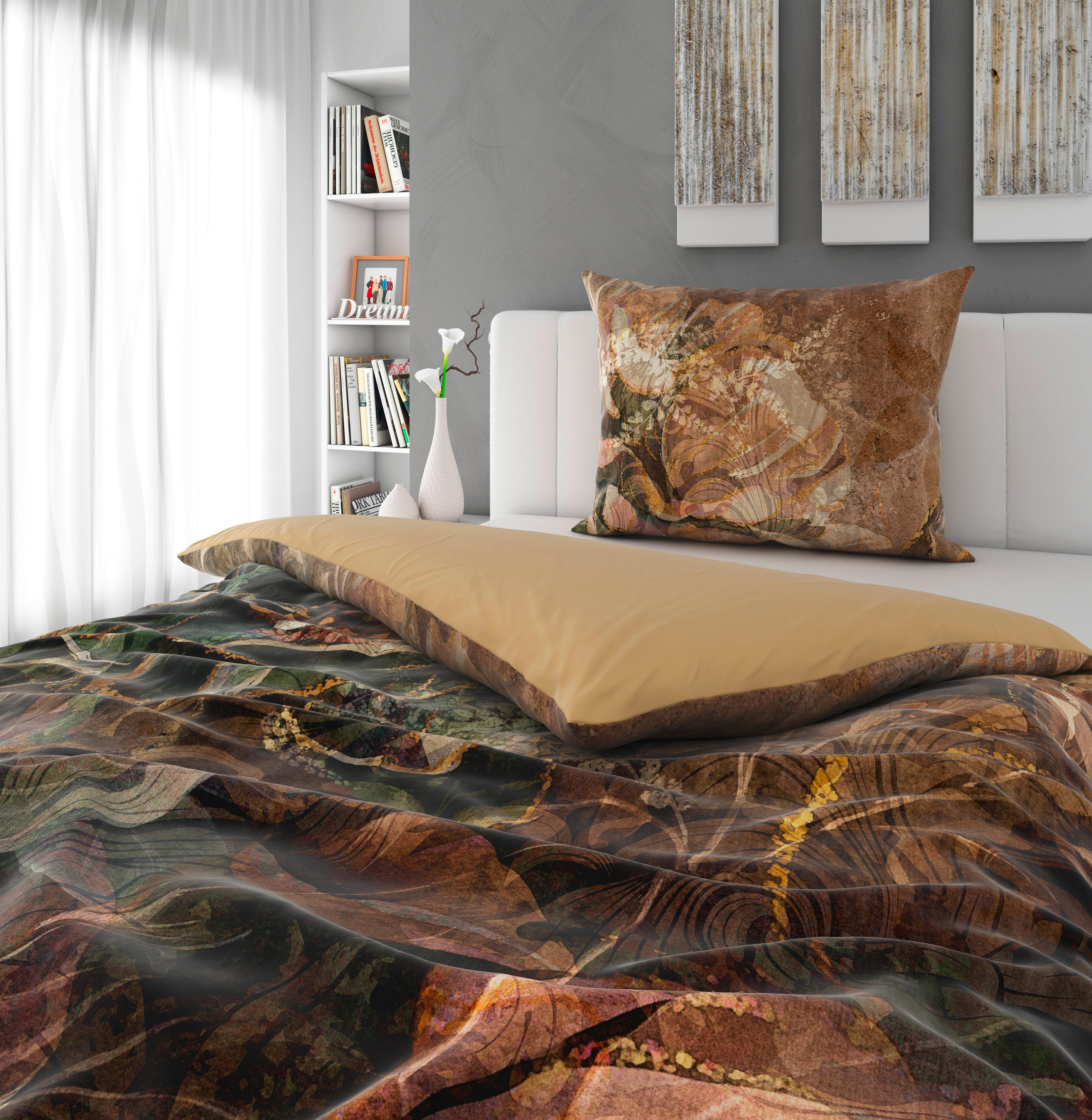 OBOJSTRANNÁ POSTEĽNÁ BIELIZEŇ, satén, taupe, 140/200 cm - taupe, Konventionell, textil (140/200cm) - Esposa