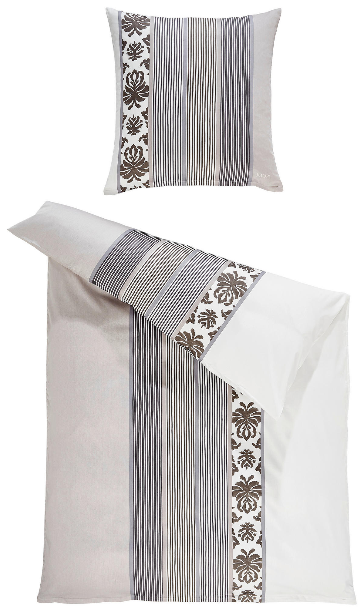 POSTEĽNÁ BIELIZEŇ, makosatén, grafitová, béžová, 155/220 cm  - grafitová/béžová, Trend, textil (155/220cm) - Joop!