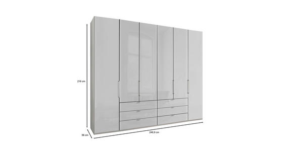 FALTTÜRENSCHRANK 250/216/58 cm 6-türig  - Chromfarben/Weiß, KONVENTIONELL, Glas/Holzwerkstoff (250/216/58cm) - Dieter Knoll