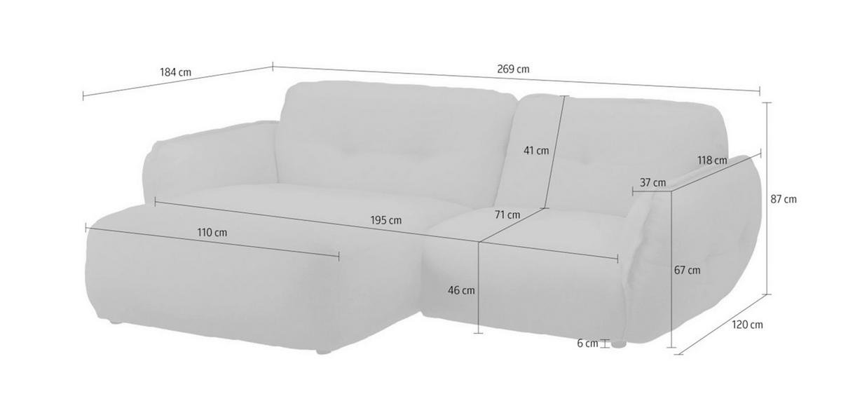 ECKSOFA  Struktur Grün  - Schwarz/Grün, Modern, Kunststoff/Textil (184/269cm) - Trendmanufaktur