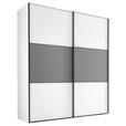 SCHWEBETÜRENSCHRANK  in Weiß, Hellgrau  - Hellgrau/Schwarz, Holzwerkstoff/Metall (222/188/68cm) - Moderano
