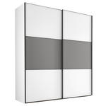 SCHWEBETÜRENSCHRANK  in Weiß, Hellgrau  - Hellgrau/Schwarz, Holzwerkstoff/Metall (222/188/68cm) - Moderano