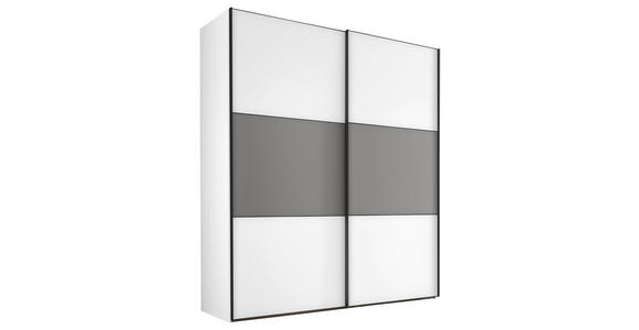 SCHWEBETÜRENSCHRANK  in Weiß, Hellgrau  - Hellgrau/Schwarz, Holzwerkstoff/Metall (222/188/68cm) - Moderano