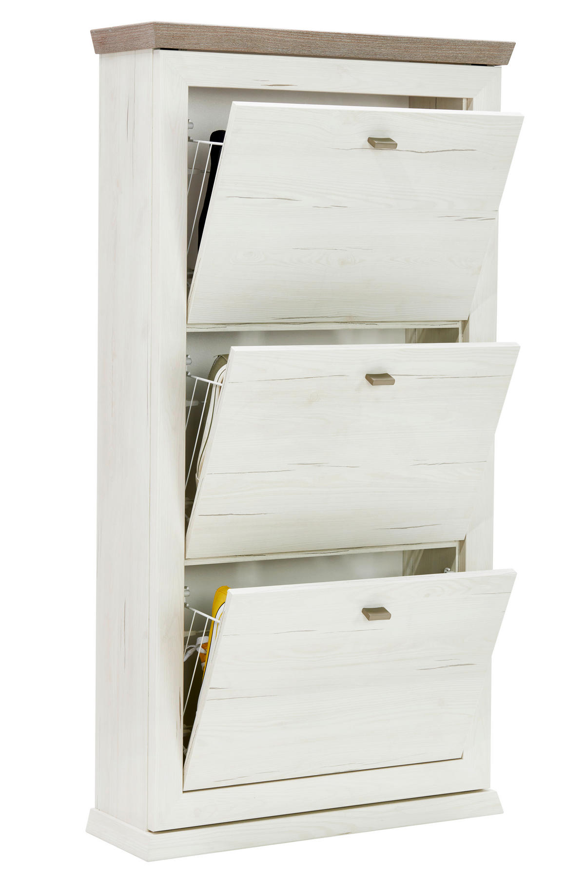 BILLENŐS CIPŐSSZEKRÉNY 70/134,5/22,5 cm  - nikkel/fehér, Lifestyle, faalapú anyag/fém (70/134,5/22,5cm) - Hom`in