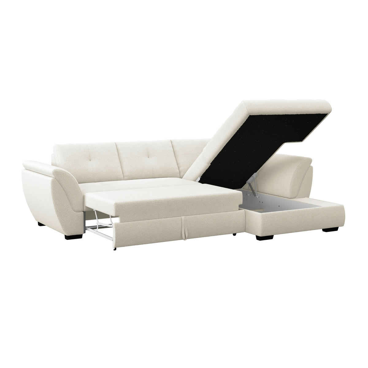 ECKSOFA Grau  - Schwarz/Grau, Konventionell, Textil (278/187cm) - MID.YOU