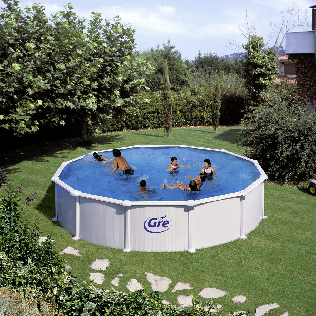 POOL-SET KITPR558 570/132 cm  - Weiß, KONVENTIONELL, Metall (570/132cm) - Gre
