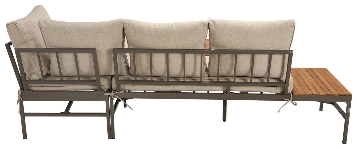 LOUNGEGARNITUR   57/35/57 cm Akazie vollmassiv Aluminium  - Beige/Beigebraun, MODERN, Holz/Textil (57/35/57cm) - Ambia Garden