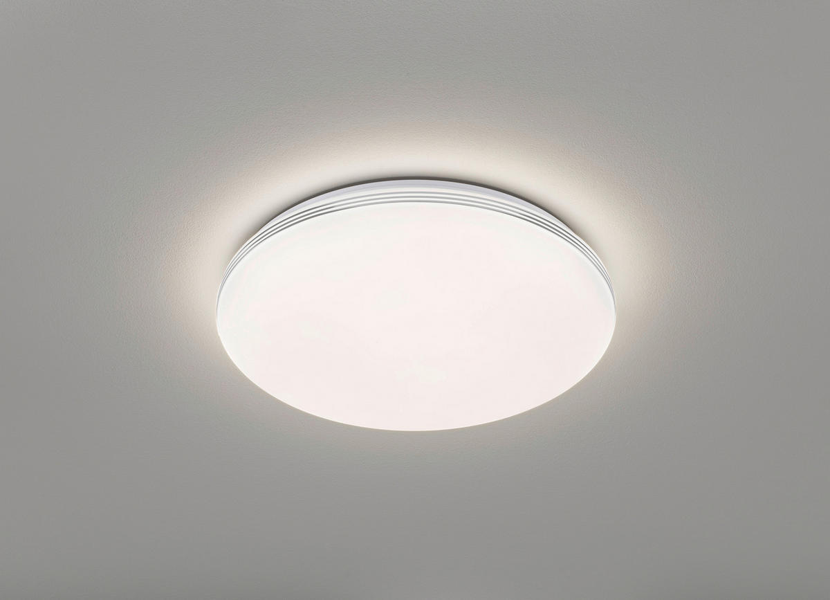 LED-DECKENLEUCHTE   43 cm   - Chromfarben/Weiss, Konventionell, Glas (43cm) - Fischer & Honsel