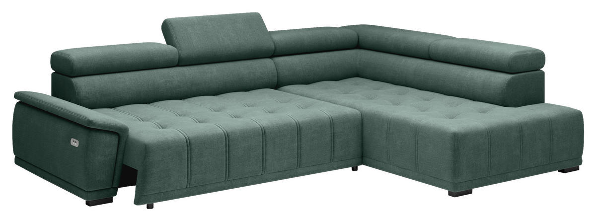 HÖRNSOFFA i chenille, vävt tyg mörkgrön  - svart/mörkgrön, Modern, textil/plast (283/106cm) - MID.YOU