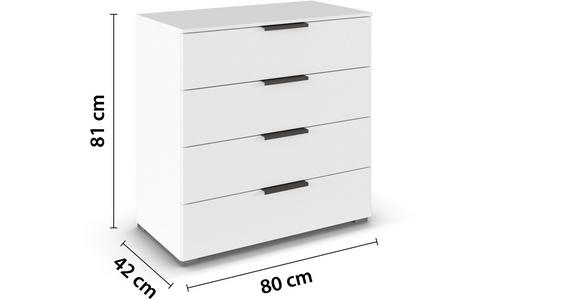 KOMMODE 80/81/42 cm in Weiß - Graphitfarben/Alufarben, Trend, Holzwerkstoff/Metall (80/81/42cm) - Novel