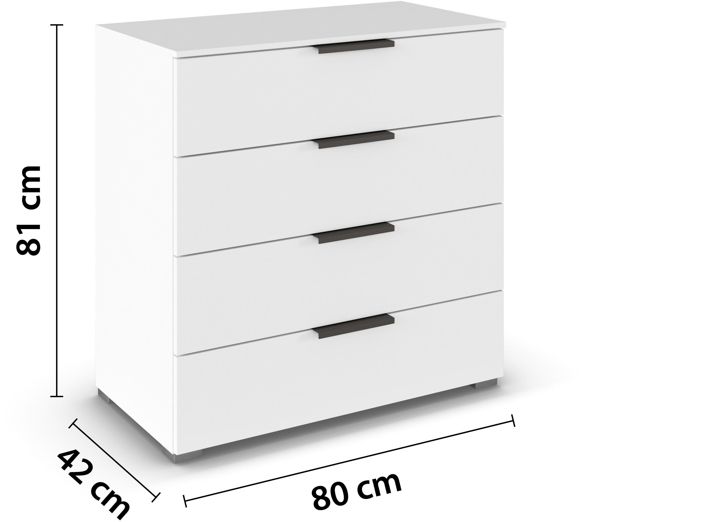 KOMMODE 80/81/42 cm  in Weiss  - Weiss/Graphitfarben, Trend, Holzwerkstoff/Metall (80/81/42cm) - Novel