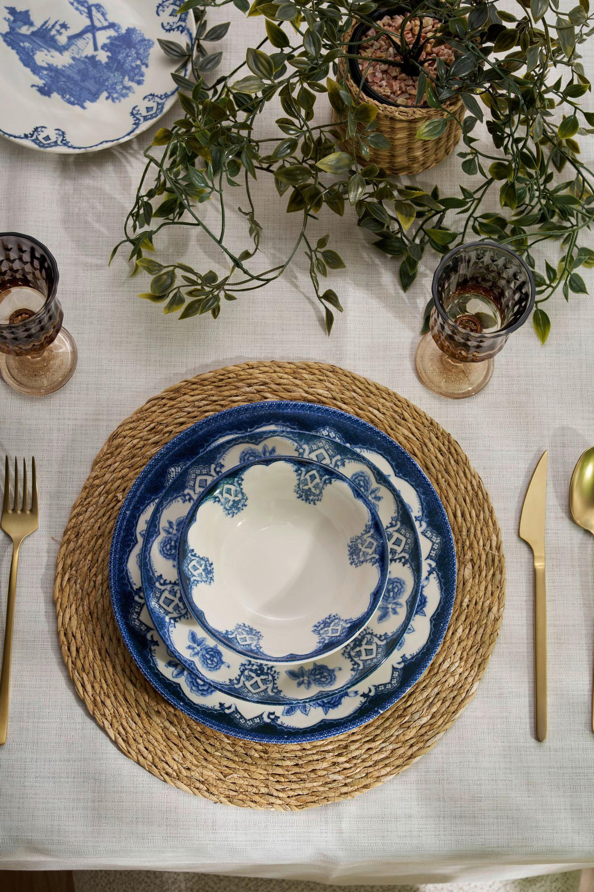 KOMBISERVICE Blau, Weiß 24-teilig 6 Personen  - Blau/Weiß, Basics, Keramik - P & B