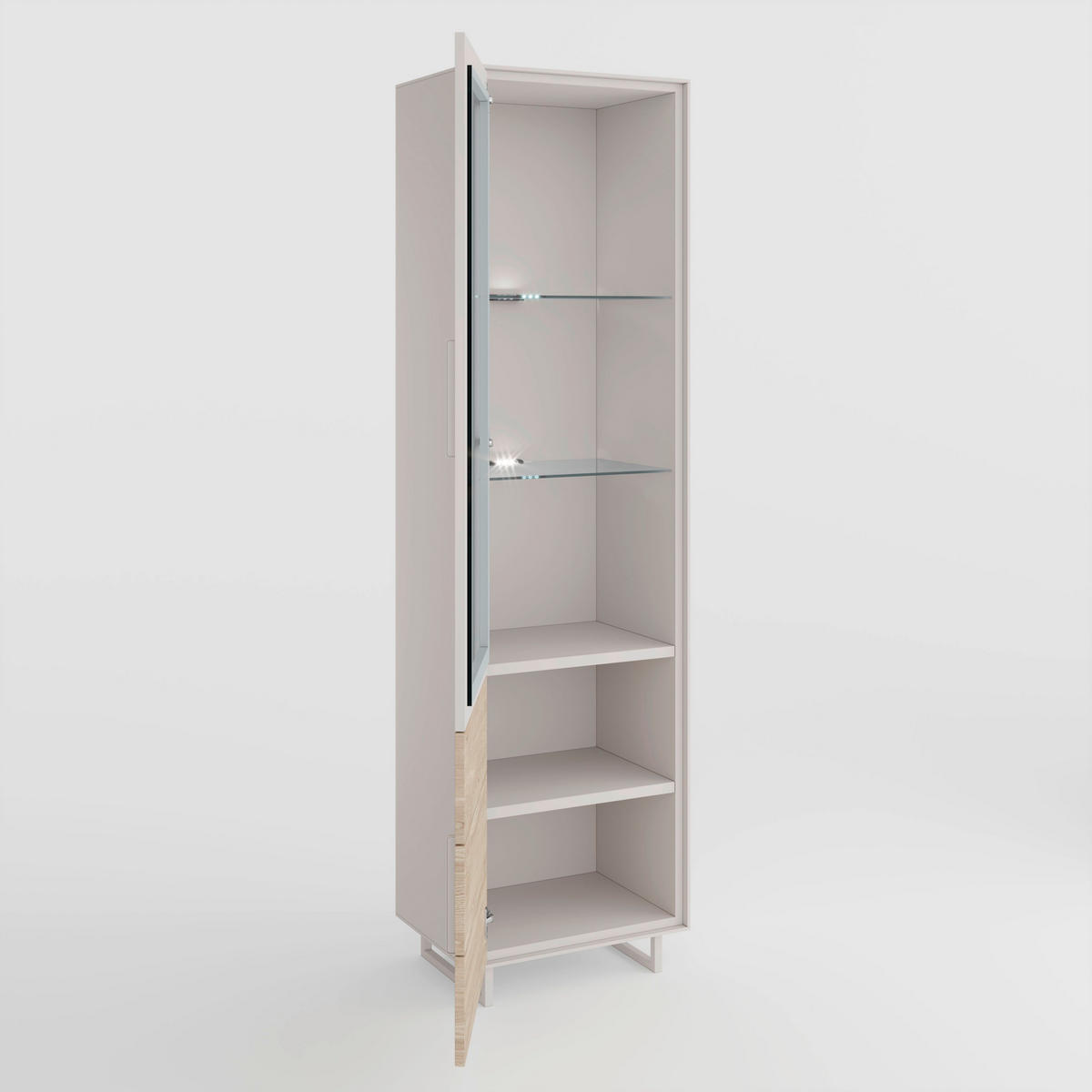 VITRÍNA, kašmírová, dub bianco, 54/197/40 cm - kašmírová/dub bianco, Design, kov/drevo (54/197/40cm) - Livetastic