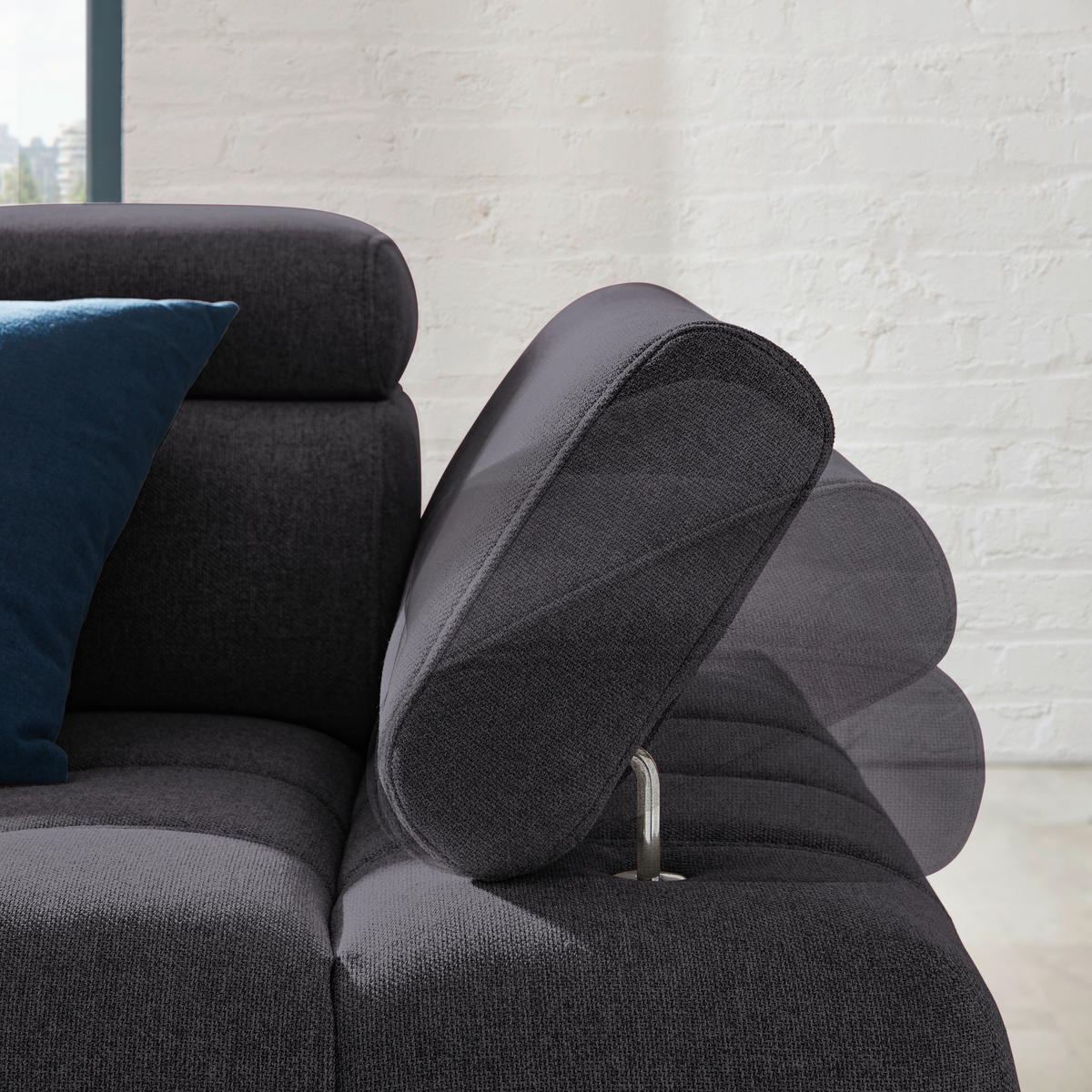 CloseUp von Welnova ECKSOFA Schwarz Webstoff.