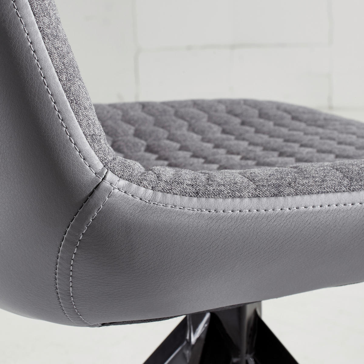STUHL Flachgewebe  - Schwarz/Grau, Design, Textil/Metall (48/87/58cm) - Livetastic