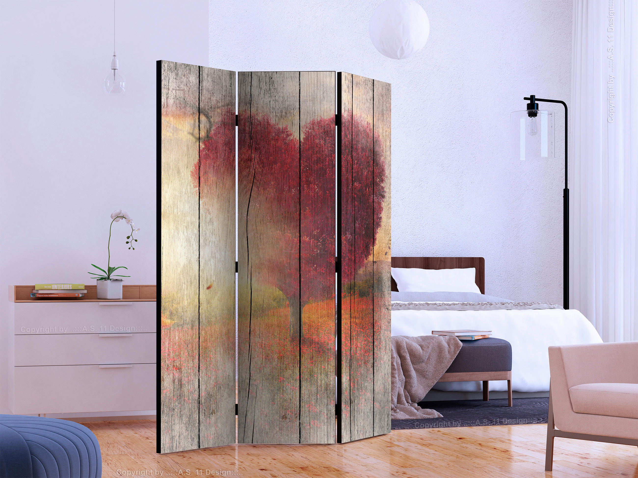 PARAVENT mit 3  Flügel - Multicolor, Basics, Holz/Textil (135/172/3cm) - artgeist