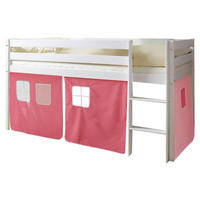 HOCHBETT 90/200 cm,  in Rosa, Weiß, Pink, Leiter, Vorhang  - Pink/Rosa, Natur, Holz (90/200cm) - MID.YOU