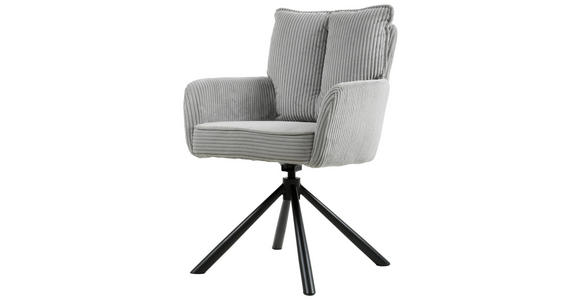 ARMLEHNSTUHL in Eisen Cord - Hellgrau/Schwarz, Design, Textil/Metall (61/90/67cm) - Carryhome