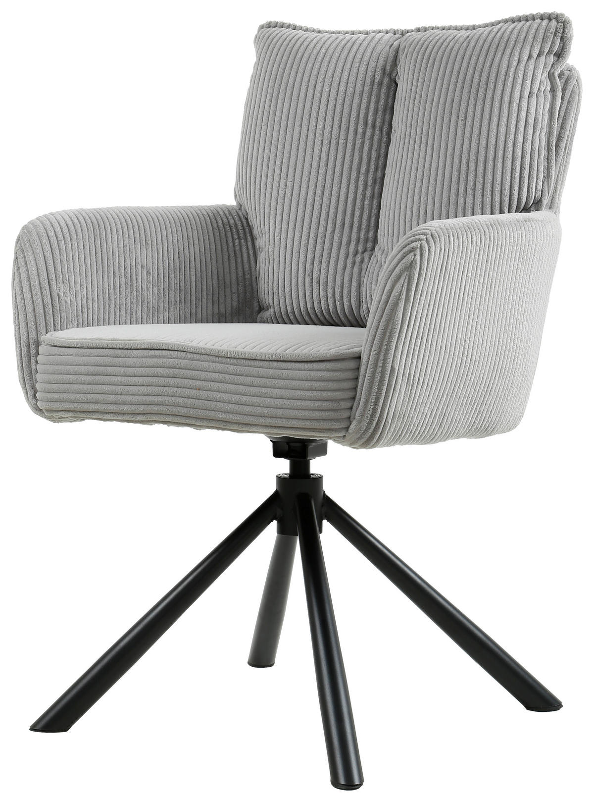 ARMLEHNSTUHL  in Eisen Cord  - Hellgrau/Schwarz, Design, Textil/Metall (61/90/67cm) - Carryhome