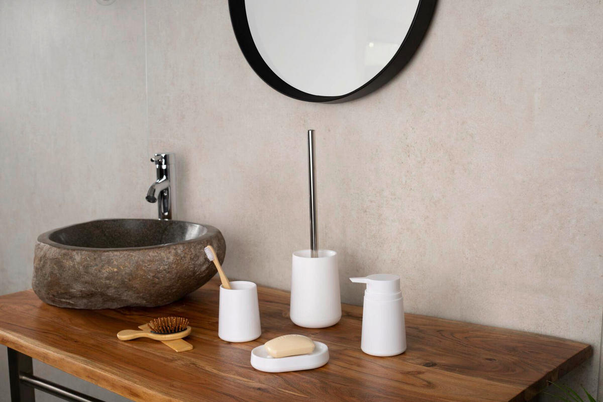 WC-BÜRSTE Metall, Kunststoff  Kunststoff   - Weiss, Basics, Kunststoff/Metall (10/36,5/10cm) - Sadena