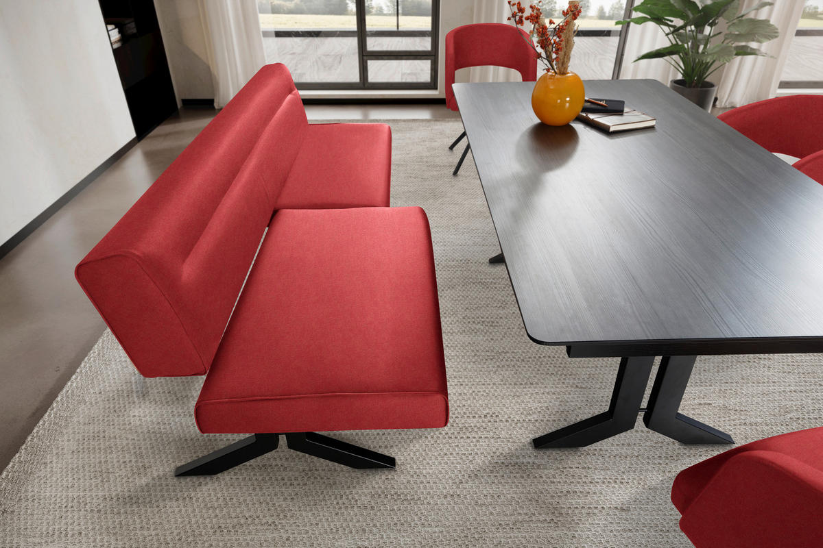 SITZBANK 220/87/70-86 cm Lederlook (vegan) Rot  - Rot/Schwarz, KONVENTIONELL, Textil/Metall (220/87/70-86cm) - Moderano