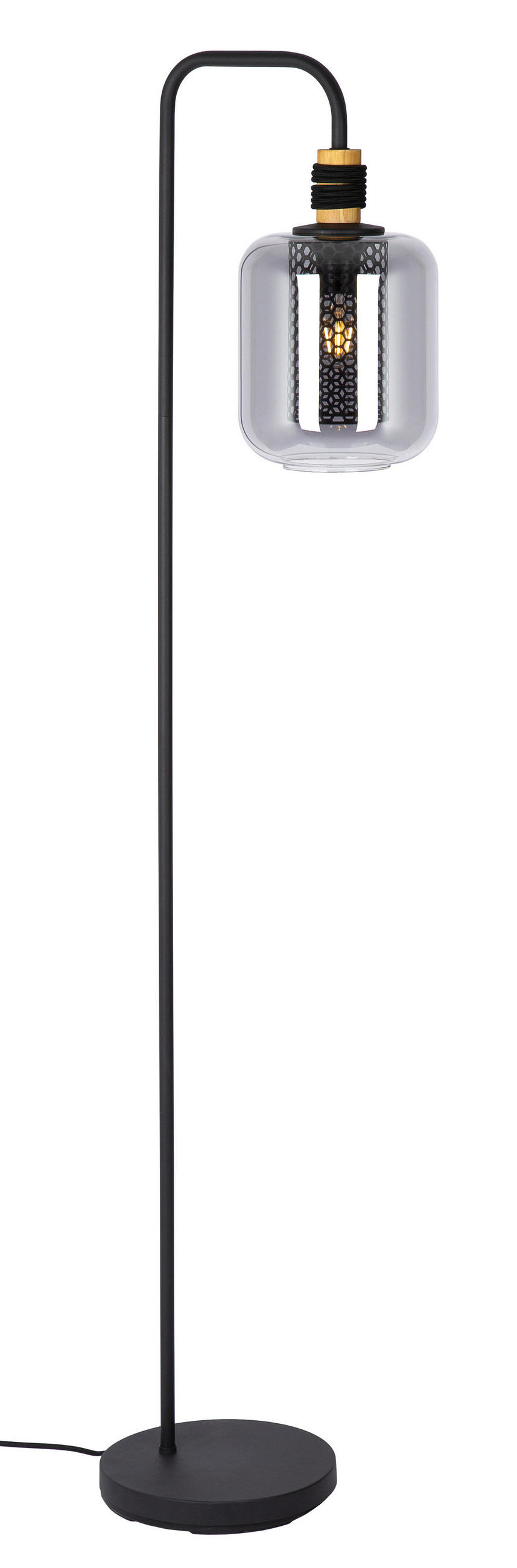 STEHLEUCHTE 25/25/150 cm    - Schwarz/Grau, Design, Glas/Metall (25/25/150cm) - Globo