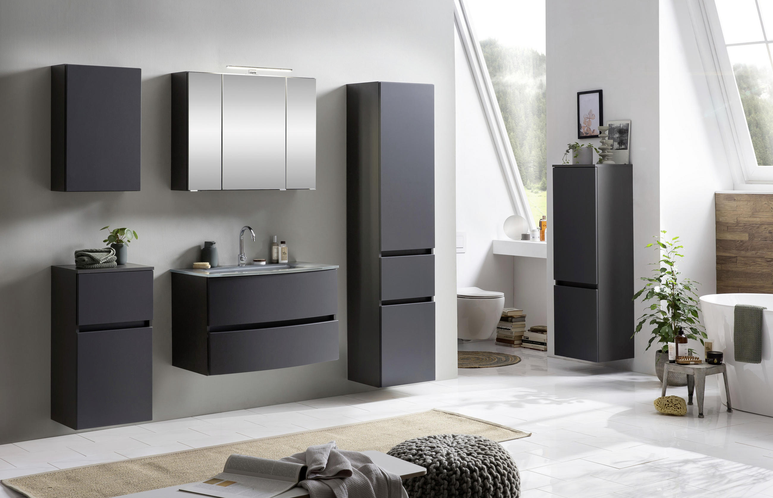 MIDISCHRANK Grau - Silberfarben/Grau, KONVENTIONELL, Holzwerkstoff/Kunststoff (40/130/35cm) - MID.YOU