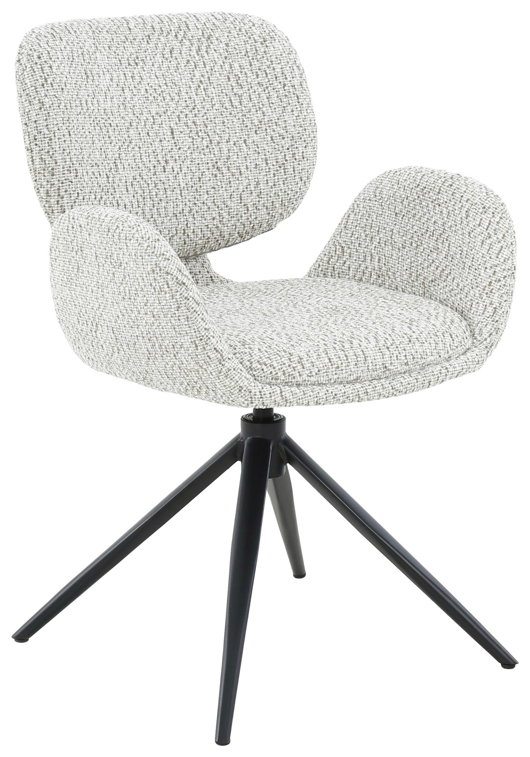 ARMLEHNSTUHL  Sitzfläche 360° drehbar, automatische Rückholfunktion Chenille  - Beige/Schwarz, Design, Textil/Metall (58,5/83,5/61,5cm) - Novel