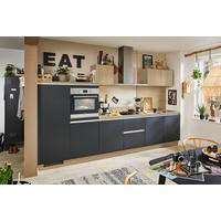 KÜCHENLEERBLOCK 360 cm   in Schwarz, Eichefarben  - Edelstahlfarben/Eichefarben, MODERN, Holzwerkstoff/Metall (360cm) - Express