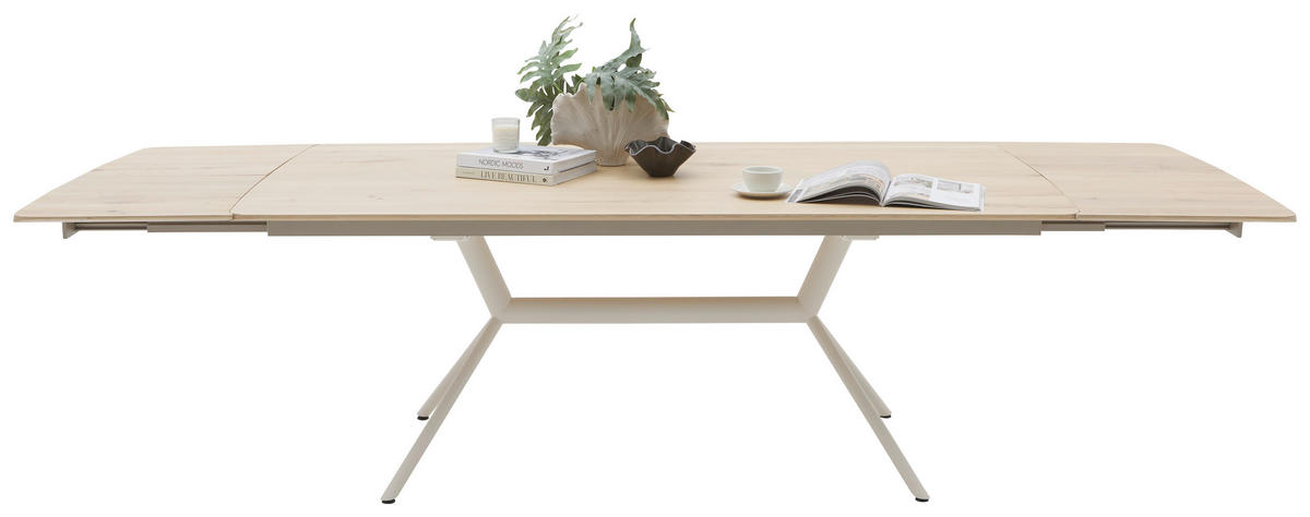 ESSTISCH      - Eiche Bianco/Creme, Design, Holz/Metall (200/100/76cm) - Valnatura